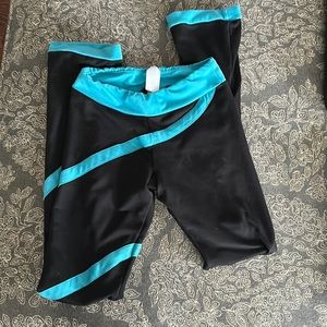 ChloeNoel figure skating pants, black and blue stripe, YL
